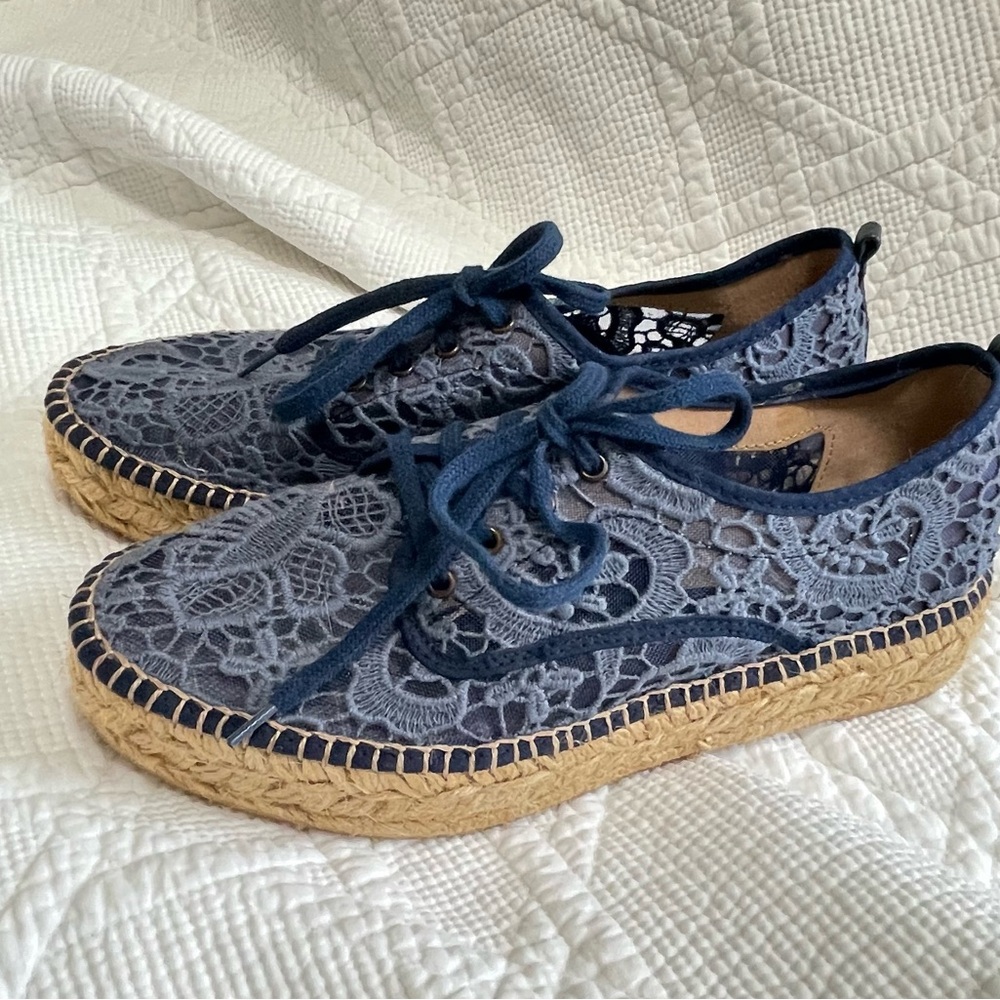 Atelier Blue Paisley Espadrilles with Jute Sole